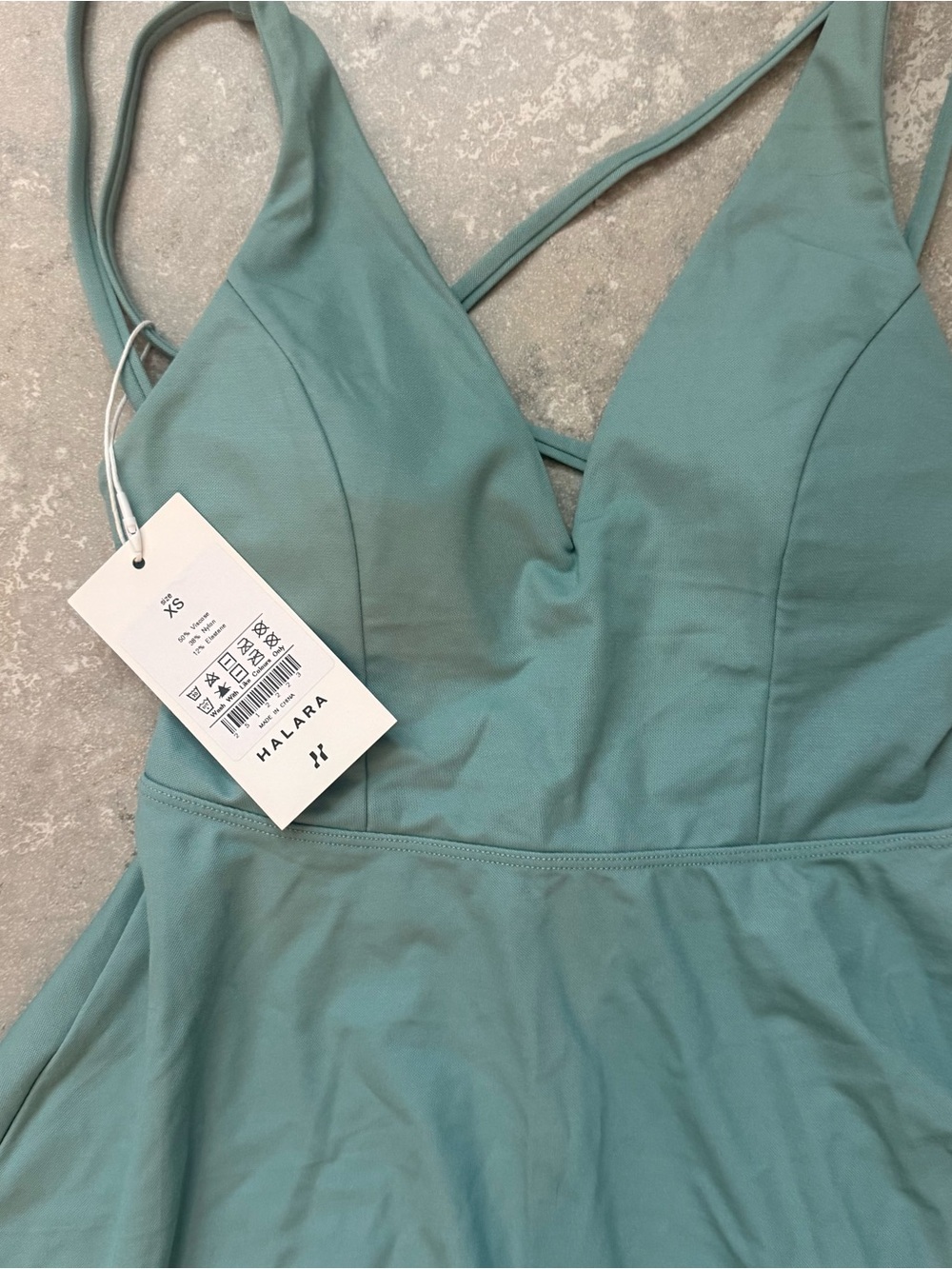 HALARA Teal V-Neck Spaghetti Strap Mini Dress - Picture 2 of 2